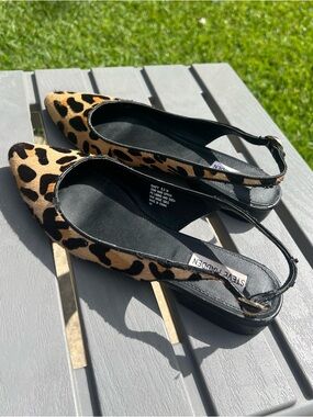 Steve Madden Women’s Daafy Leopard Print Calf Hair Slingback Flats! Size 8.5. 🐆🥿